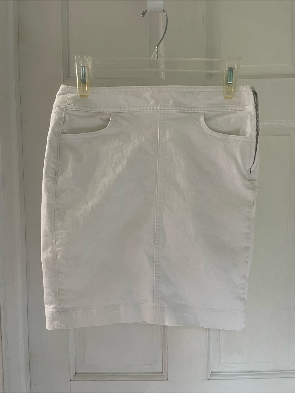 LOFT White denim Pencil Skirt
